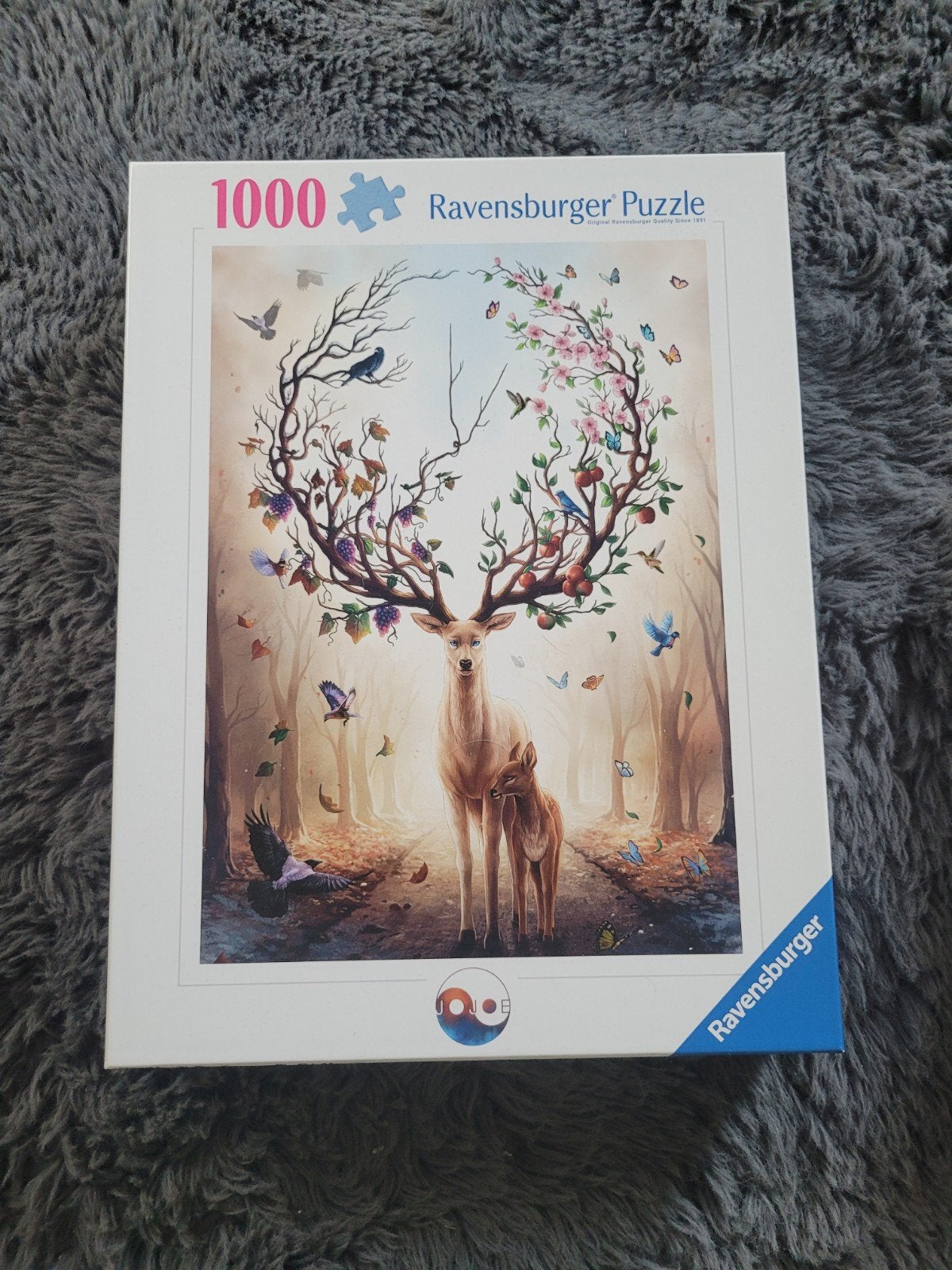 Ravensburger Legpuzzel 1000 stukjes - Hert met bloemen, Ophalen of Verzenden, 500 t/m 1500 stukjes, Zo goed als nieuw, Legpuzzel