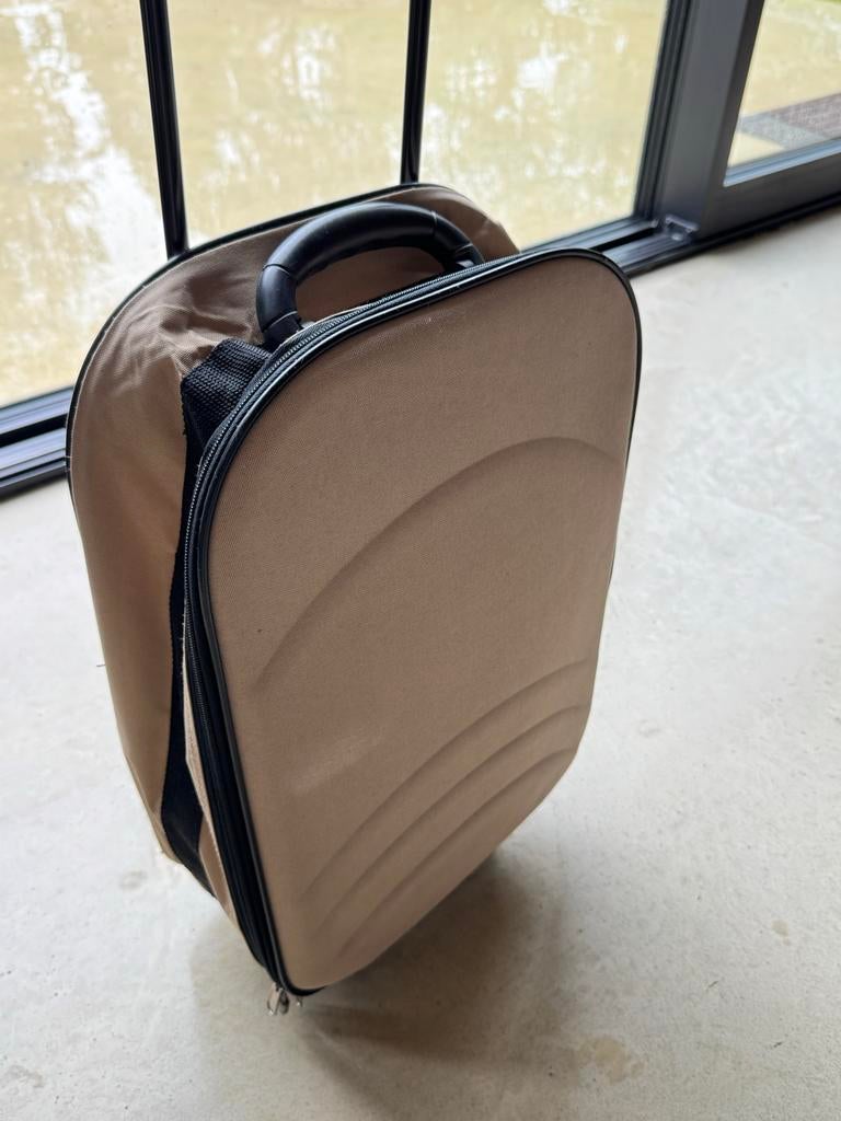 Handige reiskoffer met wieltjes en uitschuifbare handgreep, Overige materialen, Gebruikt, Minder dan 50 cm, Ophalen of Verzenden