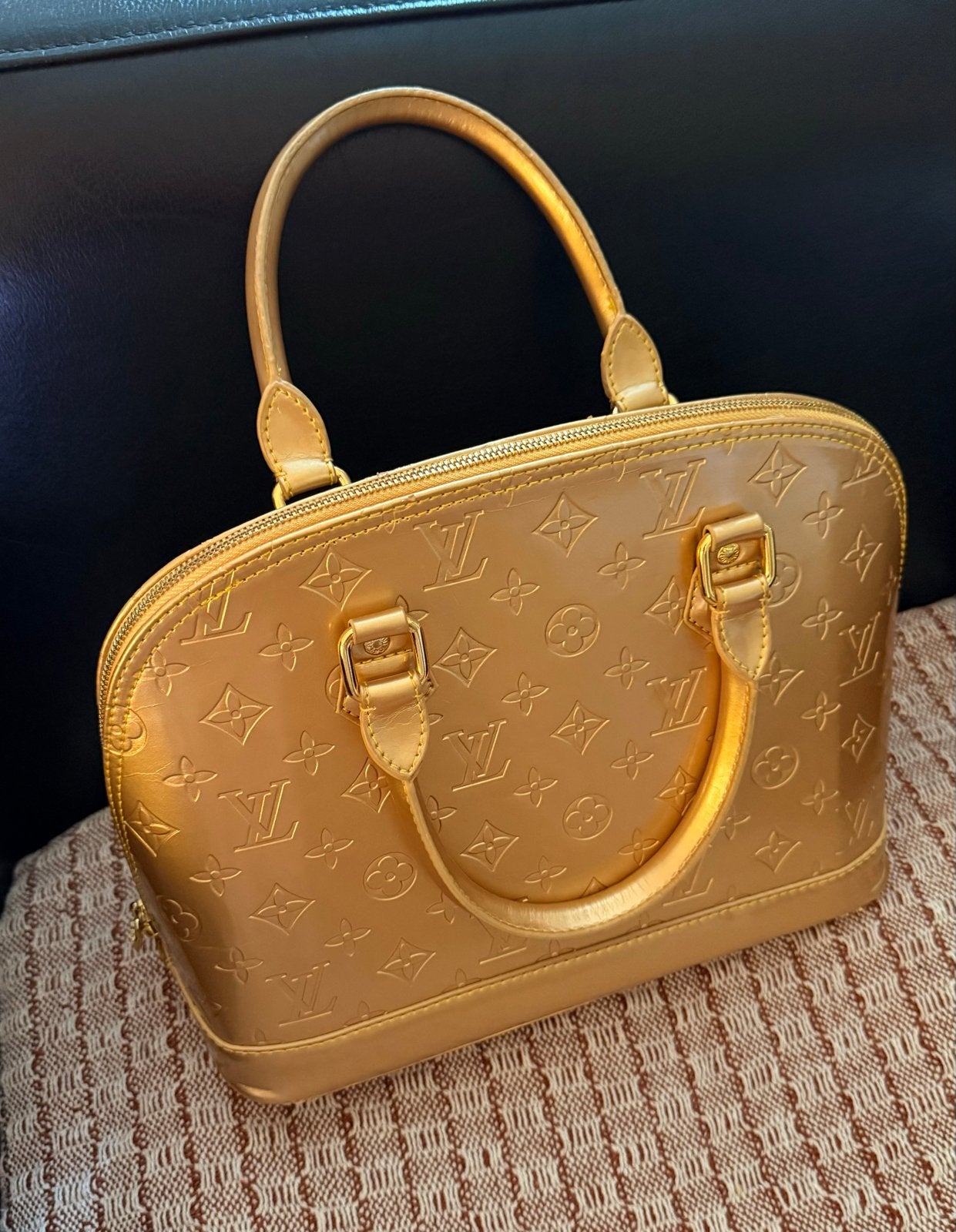 Fraaie gave goudkleurige handtas naar model Louis Vuitton, Verzenden, Gebruikt, Overige kleuren, Handtas