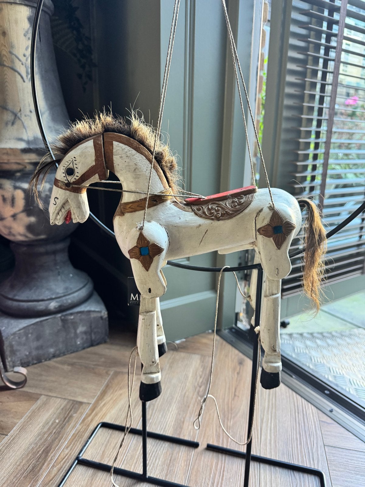 50€ Antieke houten paarden marionet met beweegbare ledematen, Ophalen