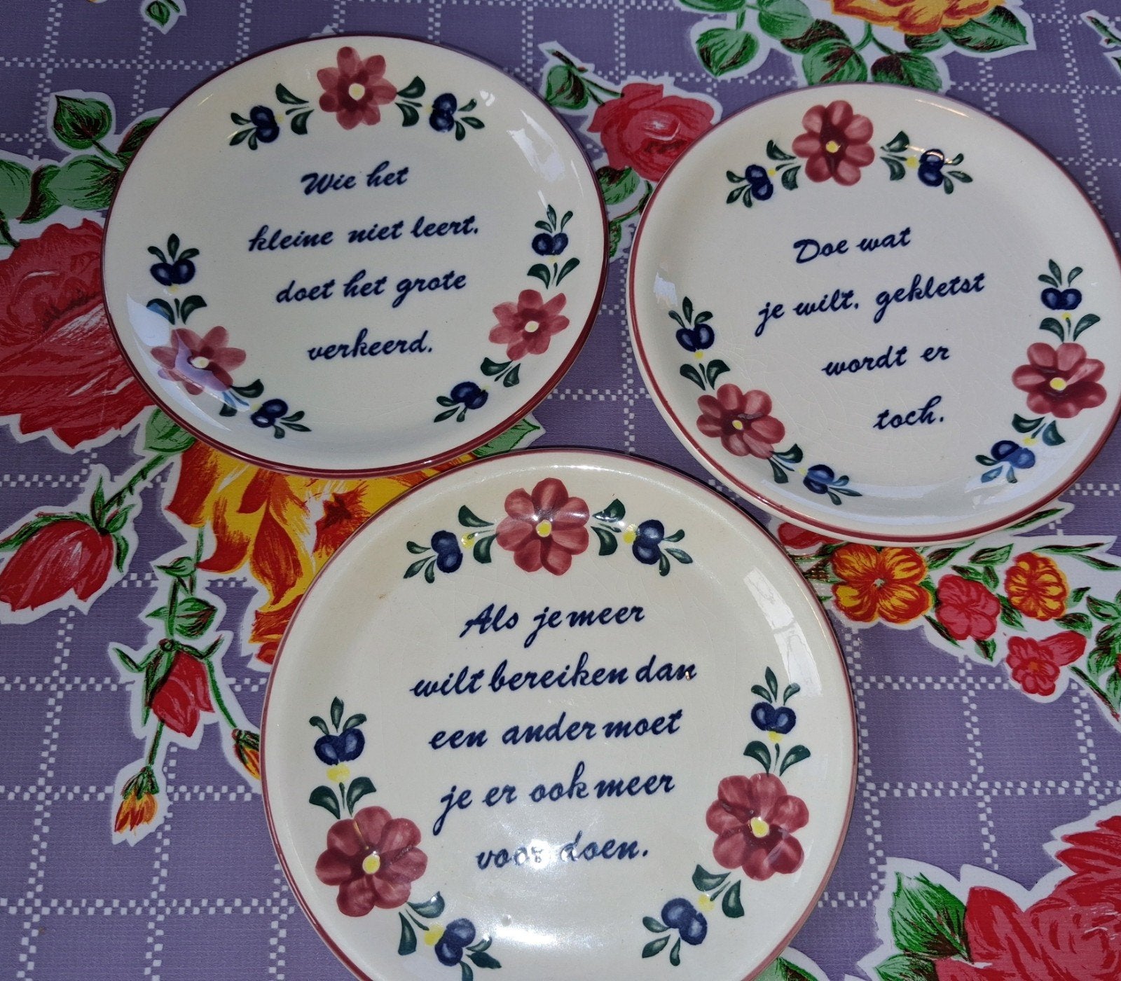 Set van  Blauw-stijl wandborden met spreuken, Antiek en Kunst, Verzenden