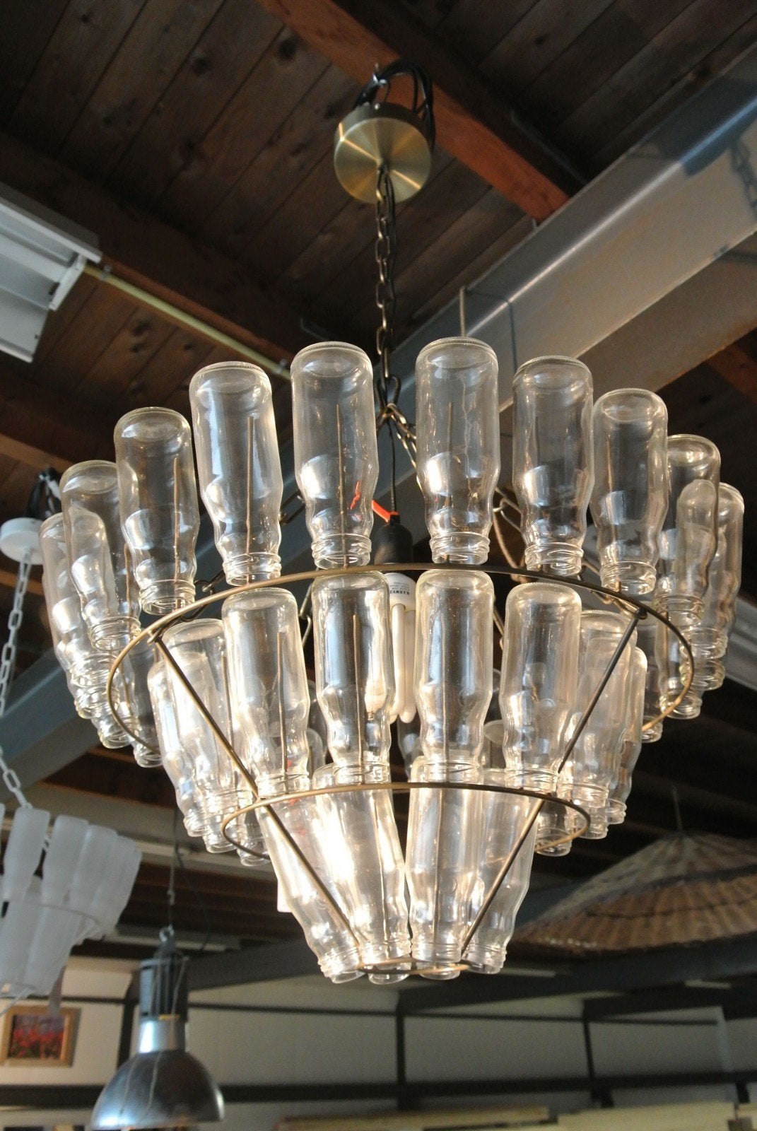 Leitmotiv Kroonluchter / Hanglamp LM007 Bottle, Huis en Inrichting, Ophalen, Gebruikt, Industrieel, Rustiek, Eclectisch, Upcycled