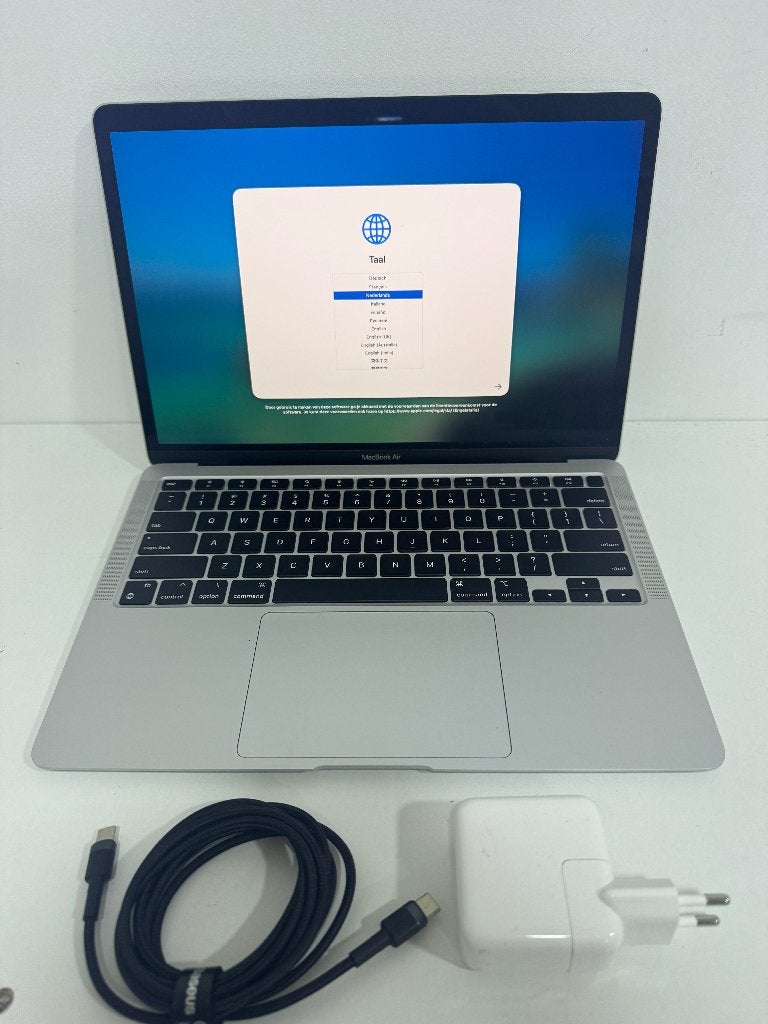 Macbook Air 13" 2020 M1 8GB+256GB Zilver Inc 1 Jaar Garantie, Gebruikt, 256 GB, 8 GB, 13 inch
