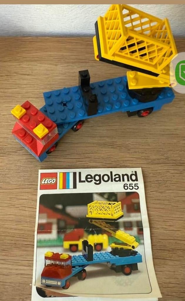 LEGO Legoland 655 Vrachtwagen met kraan en container, Gebruikt, Lego, Compleet, Ophalen of Verzenden