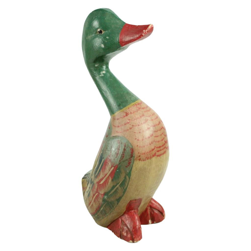 Handgesneden houten eend – folk art – ca. 1920–1950, Antiek en Kunst, Ophalen of Verzenden
