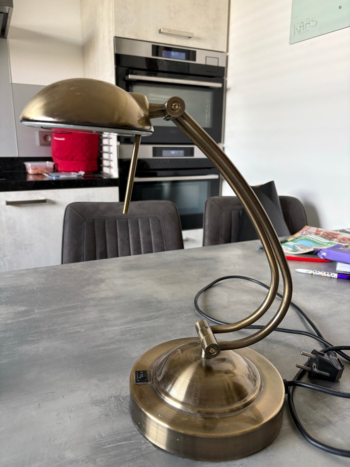 Bronzen Bureaulamp met LED-lampje, Bureaulamp, Gebruikt, Ophalen of Verzenden, Inclusief lichtbron