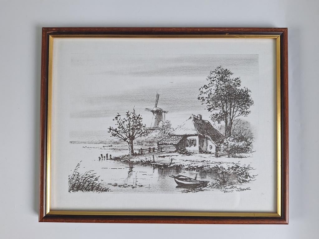 Mooie ingelijste prent Reint Withaar., Antiek en Kunst, Ophalen of Verzenden