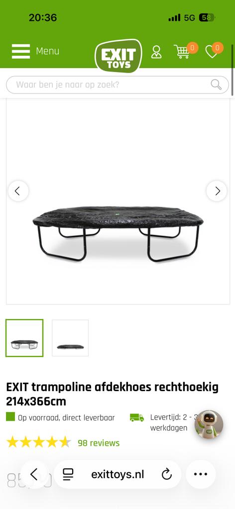 Exit afdekhoes trampoline 214x366 cm, nieuw in doos, Ophalen of Verzenden, Nieuw