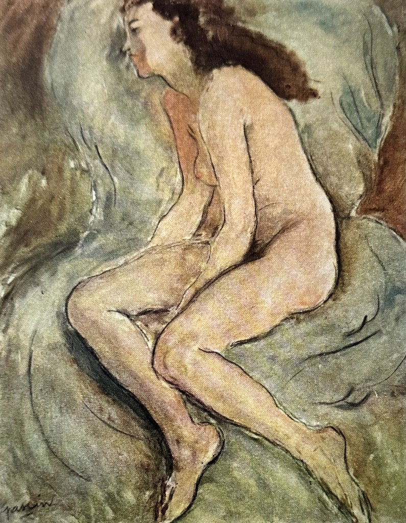 00071 JULES PASCIN ~ zittend naakt (rond 1910), Verzenden, 1980 tot heden, Ongelopen, Overige thema's