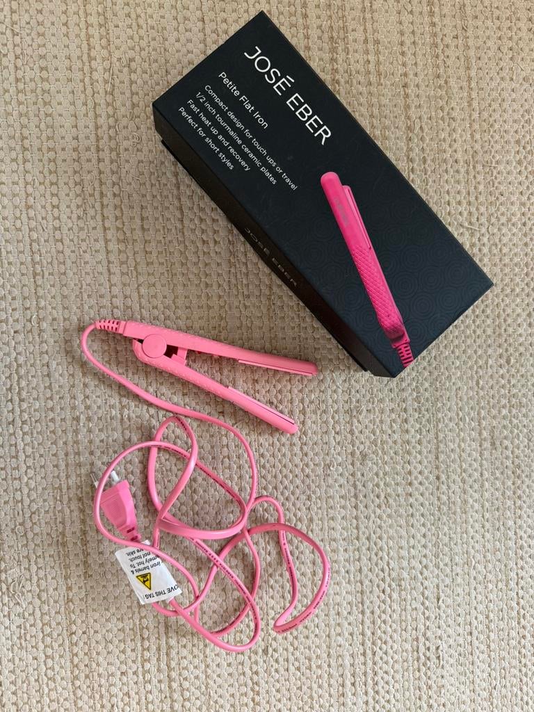 José Eber roze mini flat iron reis stijltang, Sieraden, Tassen en Uiterlijk, Uiterlijk | Haarverzorging, Ophalen of Verzenden