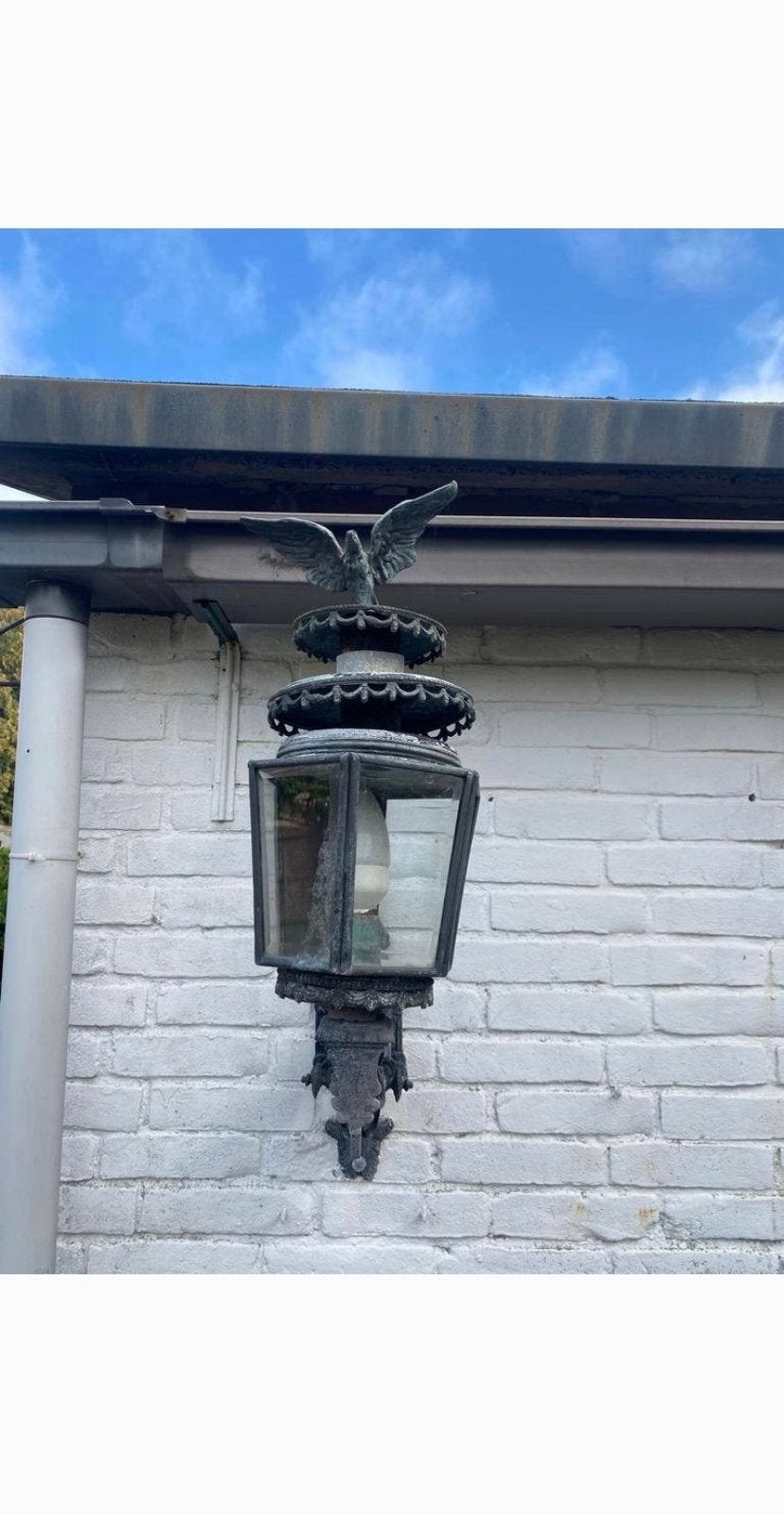 Antieke buitenlamp met adelaar - gietijzer, Ophalen of Verzenden