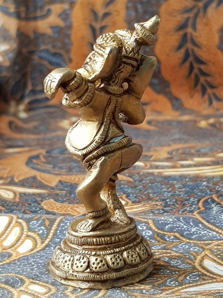Ganesha mooi oud koper beeldje uit India 8,7 cm., Ophalen of Verzenden