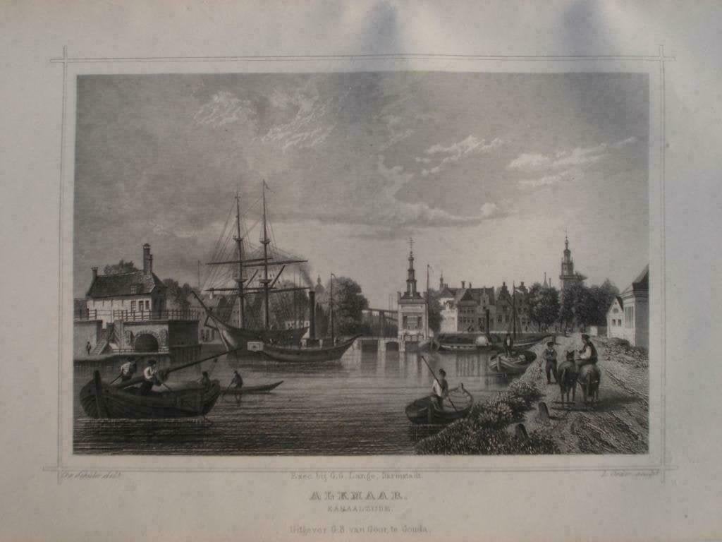 25 / Alkmaar de Kanaalzijde  Staalgravure  1860, Ophalen of Verzenden