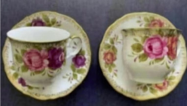 2x kop en schotel bloemen verguld; Winterling Kirchenlamitz, Antiek en Kunst, Ophalen of Verzenden