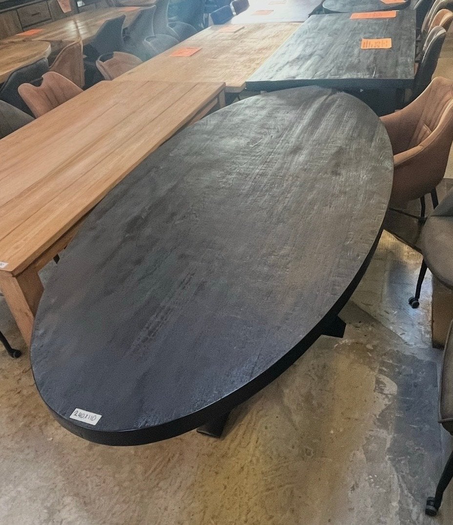 Ovale eettafel voor 6 personen - 240x110 cm, Huis en Inrichting, Ophalen, Gebruikt, 100 tot 150 cm, 200 cm of meer