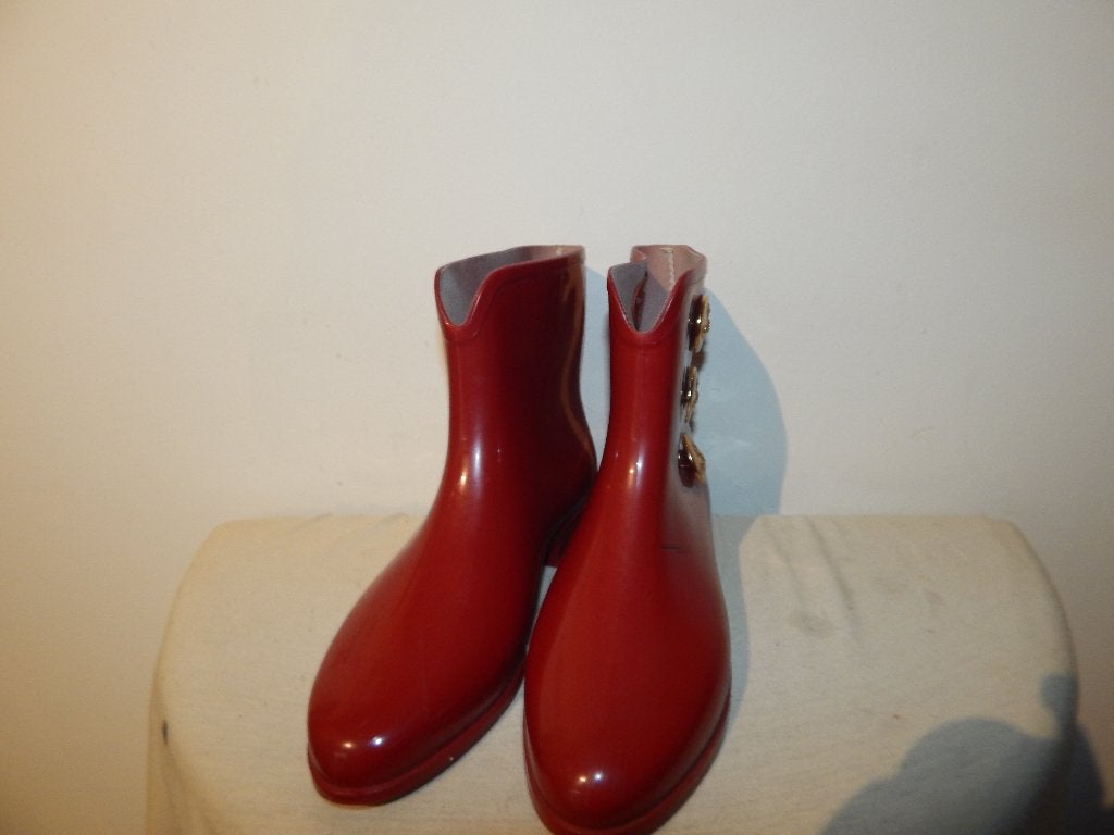 Vivienne Westwood rode laarsjes rubber gouden button 38, Vivienne westwood, Ophalen of Verzenden, Regenlaarzen, Gedragen