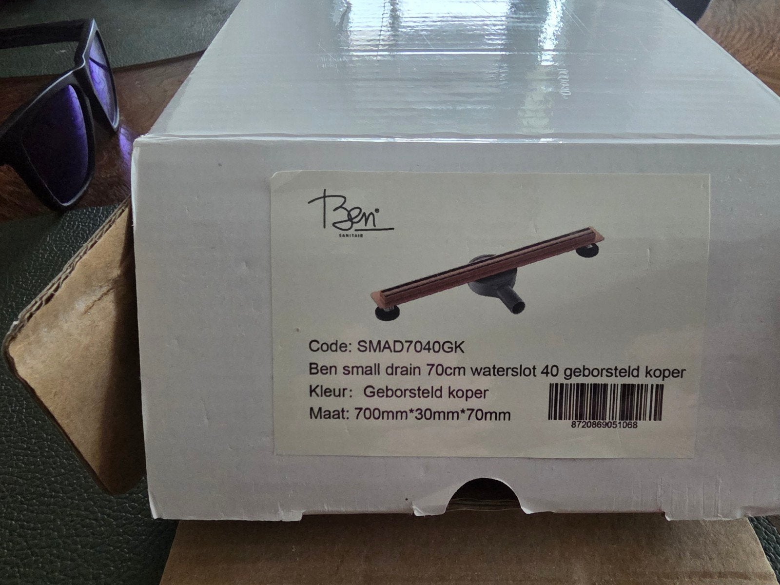 Ben douchegoot/drain 70cm geborsteld koper, Doe-het-zelf en Verbouw, Ophalen, Nieuw, Koper, Douche