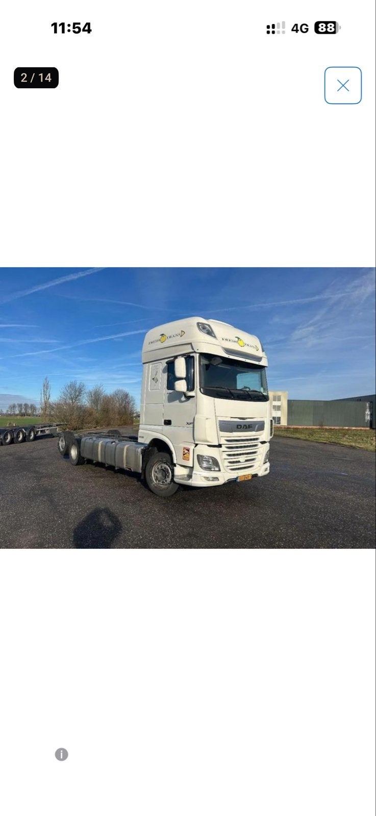Daf xf 530 chassis wagen 2019, Automaat, Achterwielaandrijving, Euro 6, Wit