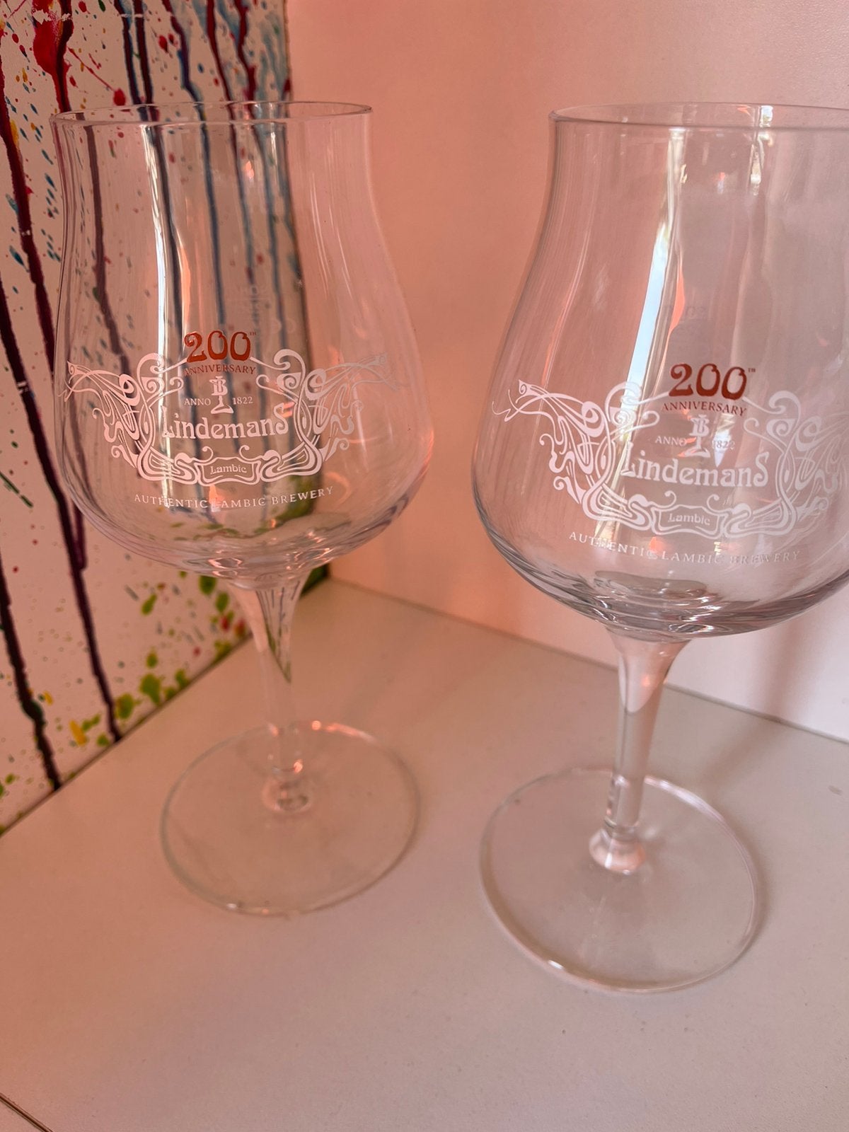 Lindemans bierglazen set van 2 glazen, Verzamelen, Ophalen of Verzenden, Nieuw, Glas of Glazen, Overige merken