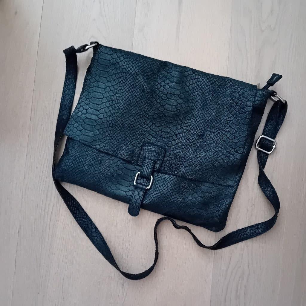 Zwarte leren tas, Ophalen of Verzenden, Zo goed als nieuw, Zwart, Overige typen
