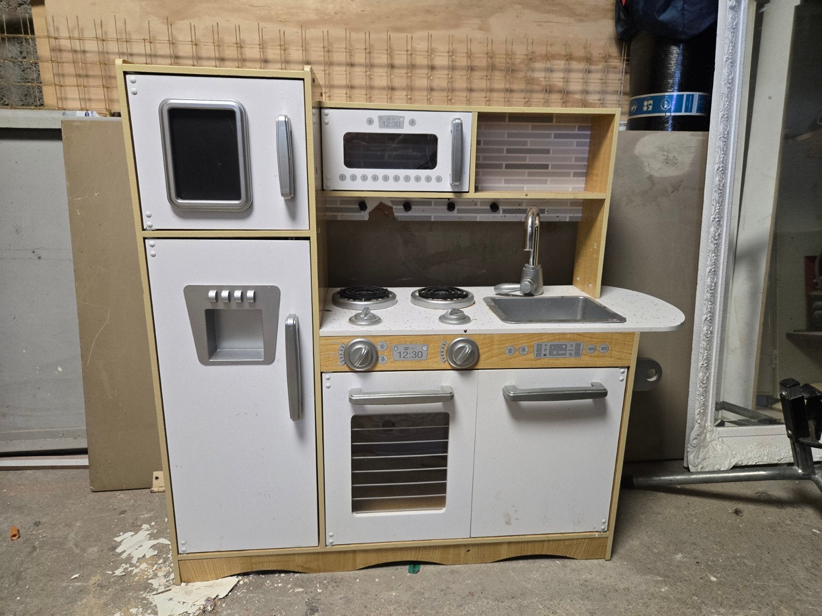 houten kinderkeuken met koelkast en oven, Ophalen, Gebruikt, Hout, Speelkeuken