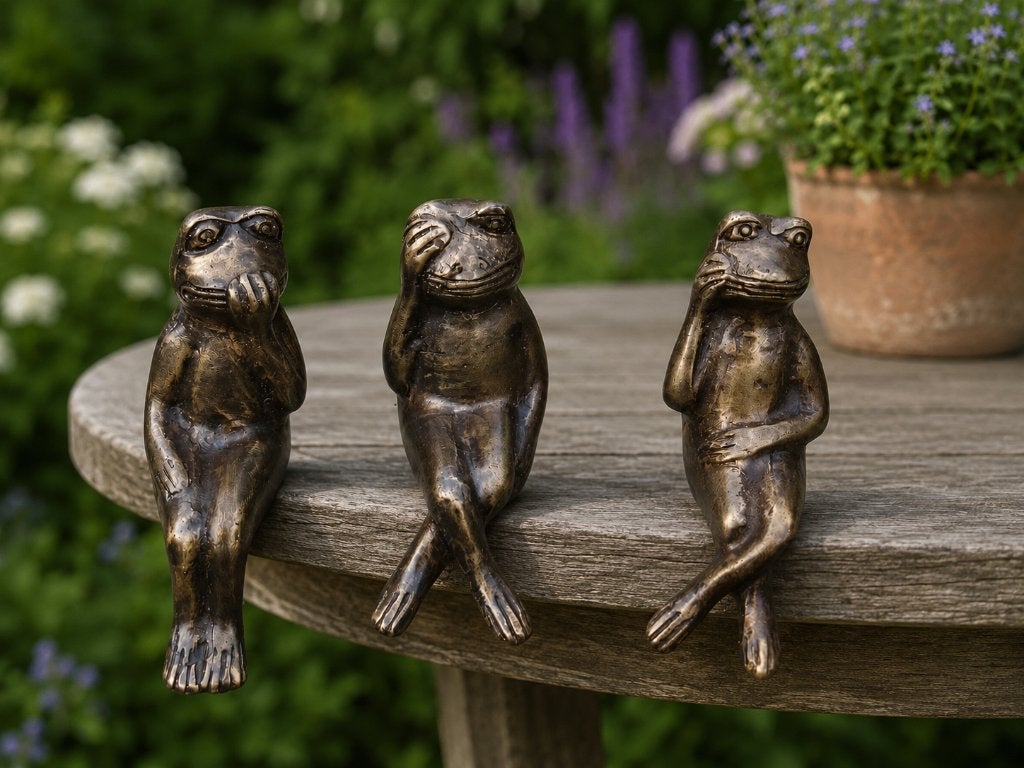 KIKKERS / HOREN ZIEN EN ZWIJGEN / BRONS, Tuin en Terras, Dierenbeeld, Nieuw, Info@huisentuindecoratiemarie.nl, Huis en tuin decoratie marie