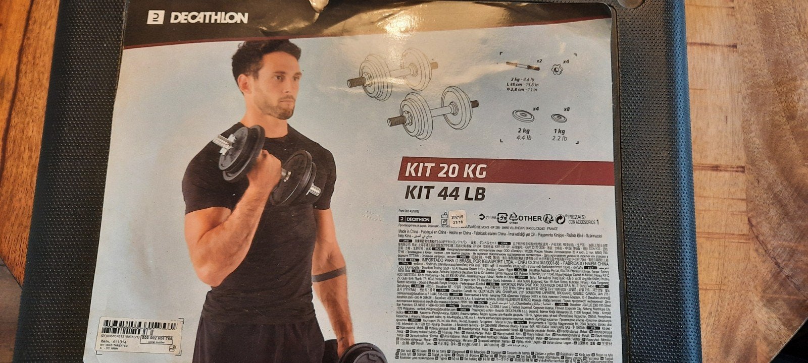 Dumbbell set 20 kg - Decathlon Domyos, Sport en Fitness, Fitnessmaterialen, Ophalen, Zo goed als nieuw, Rug, Halterset