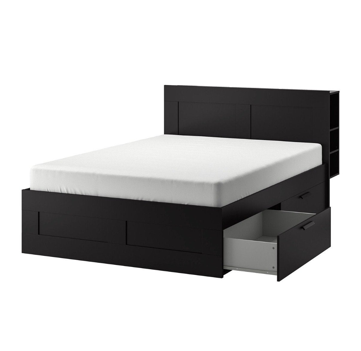 Ikea Brimnes tweepersoons bed (zonder matras), Huis en Inrichting, Ophalen, Gebruikt, Zwart, Tweepersoons