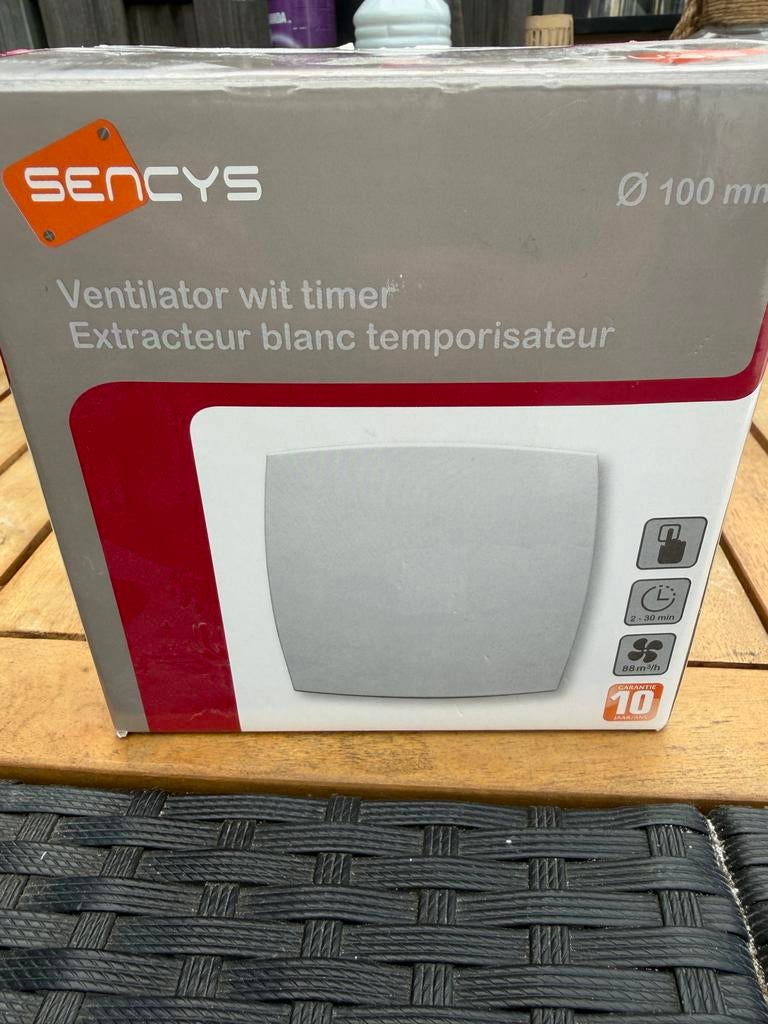 Sencys Ventilator wit met timer - Nieuw in doos, Ophalen of Verzenden, Nieuw, Ventilator