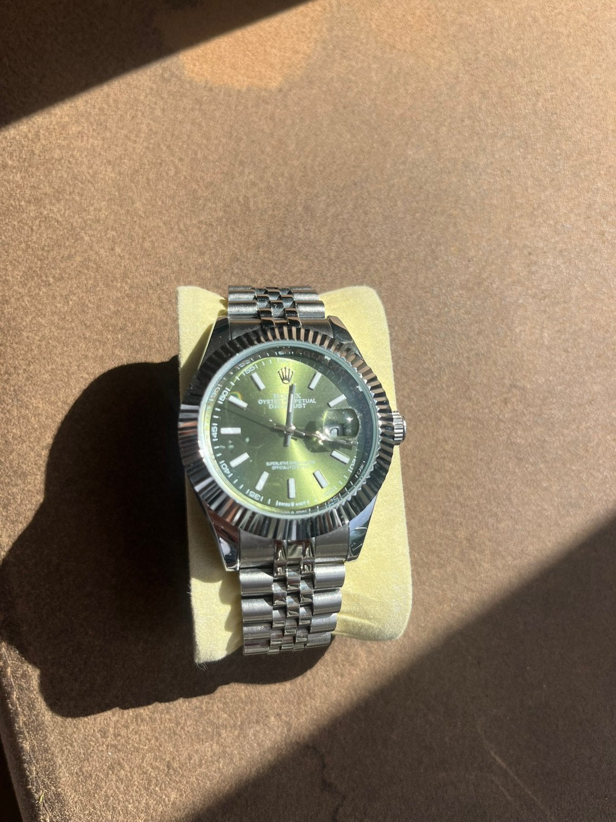 Rolex Datejust green dial, Ophalen, Zo goed als nieuw, Staal, Rolex