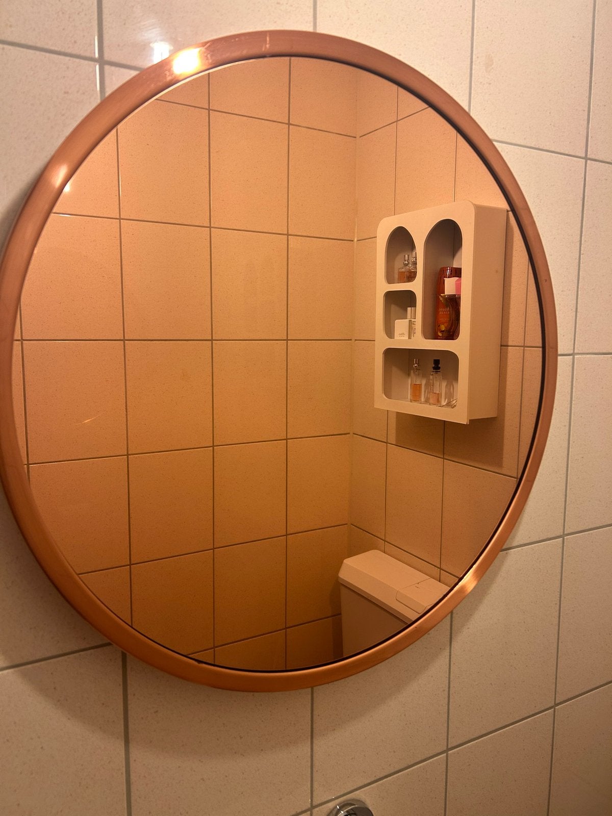 Ronde spiegel met koperen rand merk Zuiver, Huis en Inrichting, Gebruikt, Rond, Ophalen of Verzenden, Minder dan 100 cm