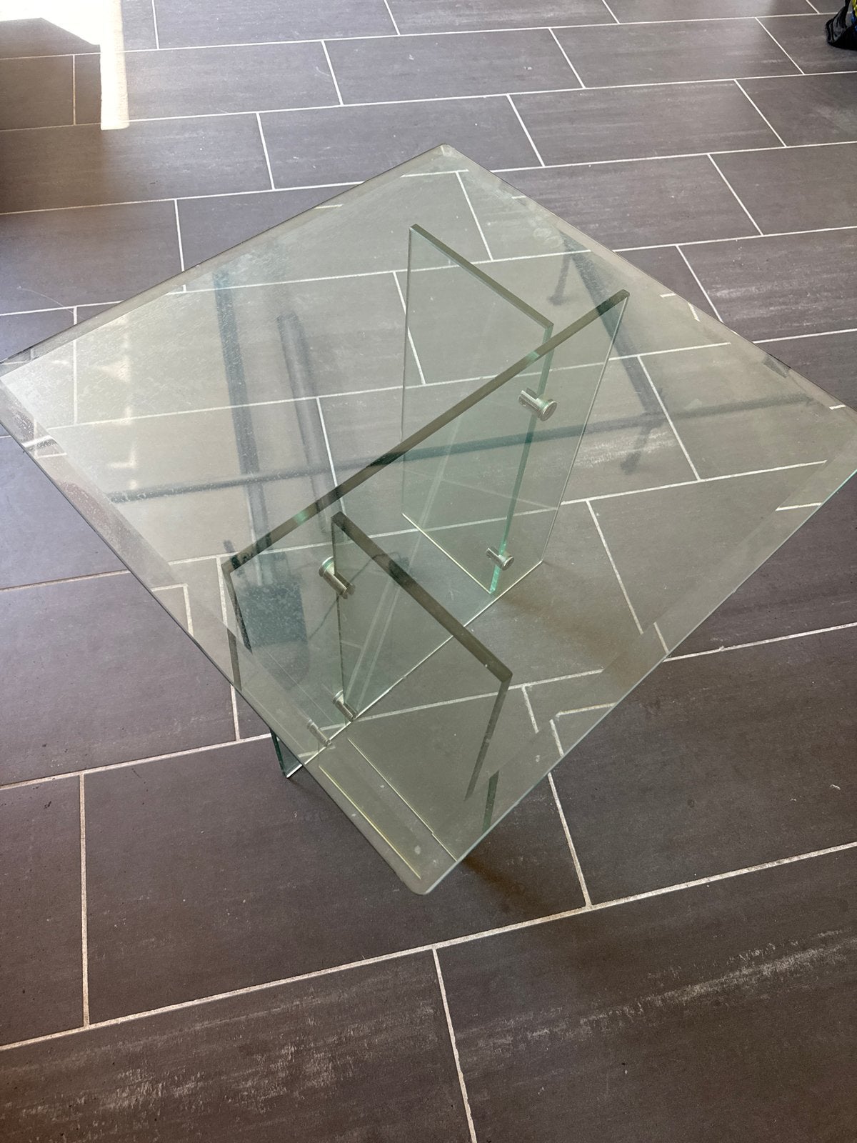 2x Design glazen salon/bijzettafel 60x60x52 cm, Huis en Inrichting, Ophalen, Gebruikt, 50 tot 75 cm, Vierkant