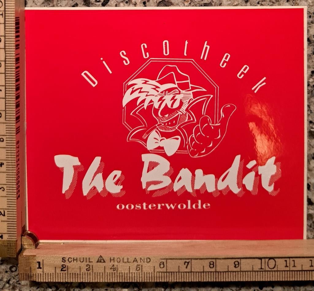 Vintage sticker Discotheek the Bandit Oosterwolde strip, Verzamelen, Ophalen of Verzenden, Zo goed als nieuw