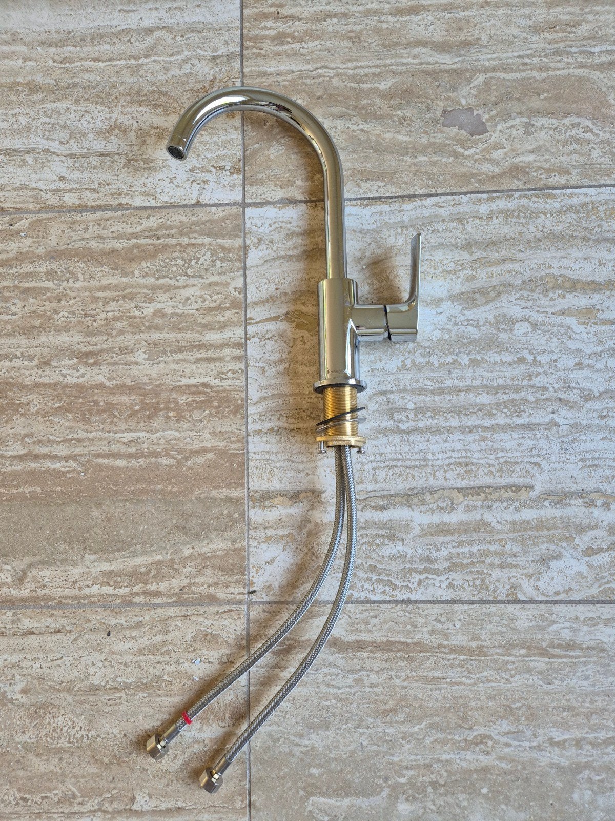 Chromen keukenkraan met flexibele slangen van Hansgrohe, Doe-het-zelf en Verbouw, Sanitair, Ophalen of Verzenden, Zo goed als nieuw