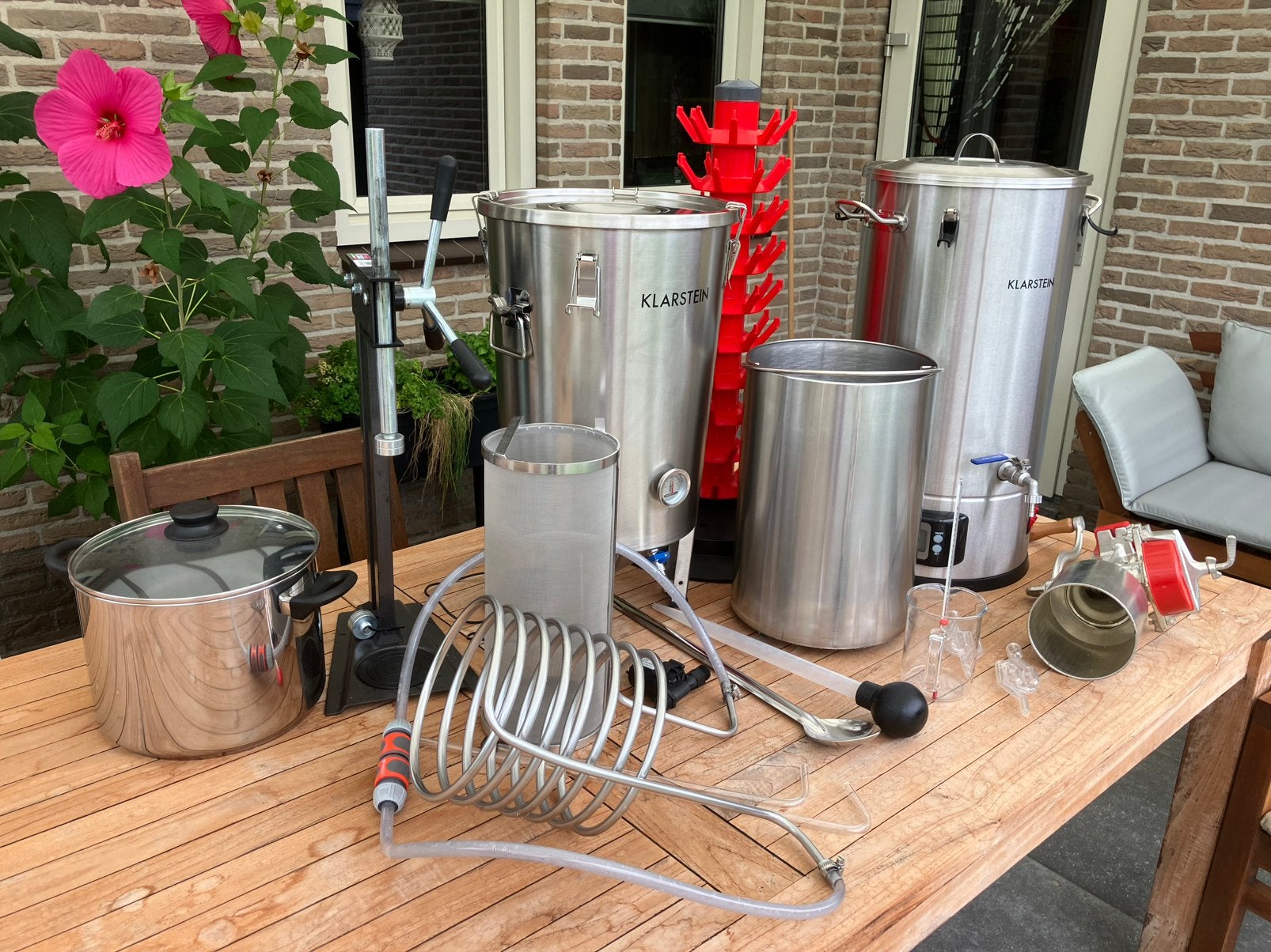 Complete bierbrouwset – brouwketel – vergistingsvat - enz., Ophalen, Zo goed als nieuw