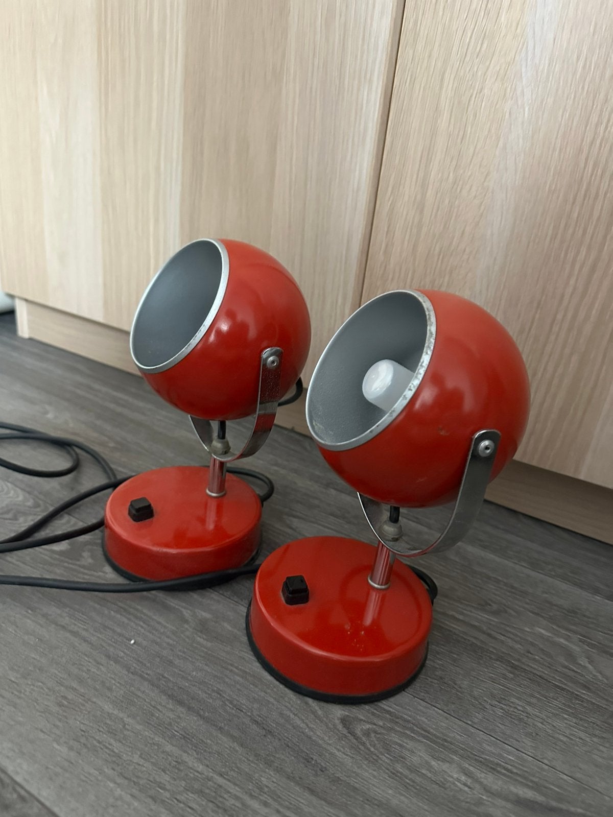 Vintage eyeball-tafellampenjaren '70. Bollamp rood, Ophalen of Verzenden, Gebruikt