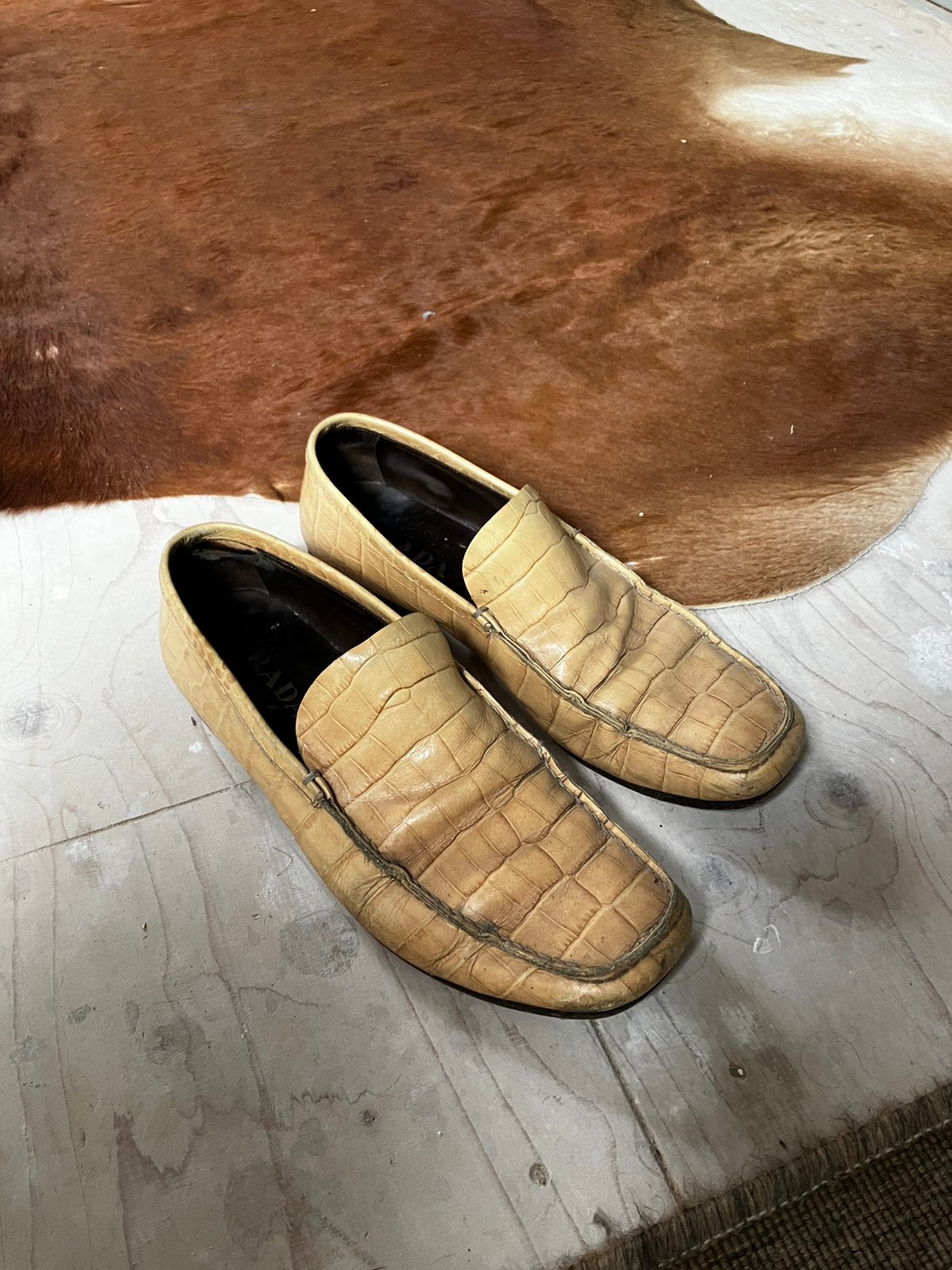 Vintage Prada instappers maat 42, Overige kleuren, Instappers, Ophalen of Verzenden, Gedragen