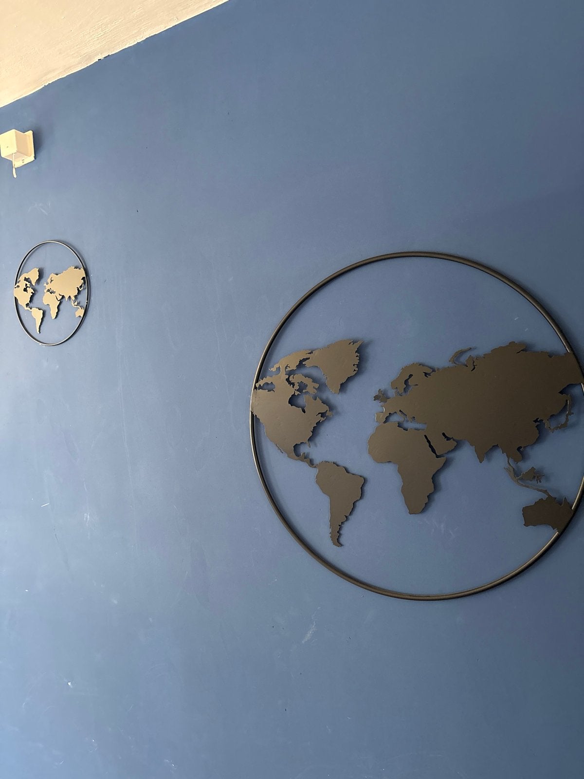 Metalen Wereldkaart Wanddecoratie - Modern Design, Ophalen, Metaal, Zwart, Modern