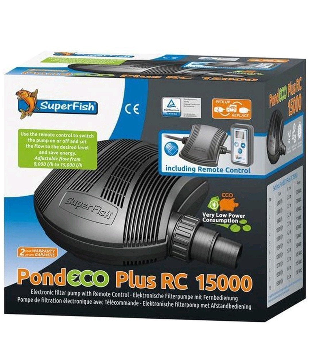 Superfish Pond Eco Plus RC 15000 Vijverpomp met Afstandsbedi, Ophalen, Zo goed als nieuw, Vijverpomp