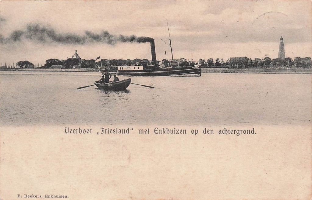 703-077-013 Veerboot Friesland met Enkhuizen op den Achterg, Verzamelen, Verzenden, Voor 1920, Noord-Holland