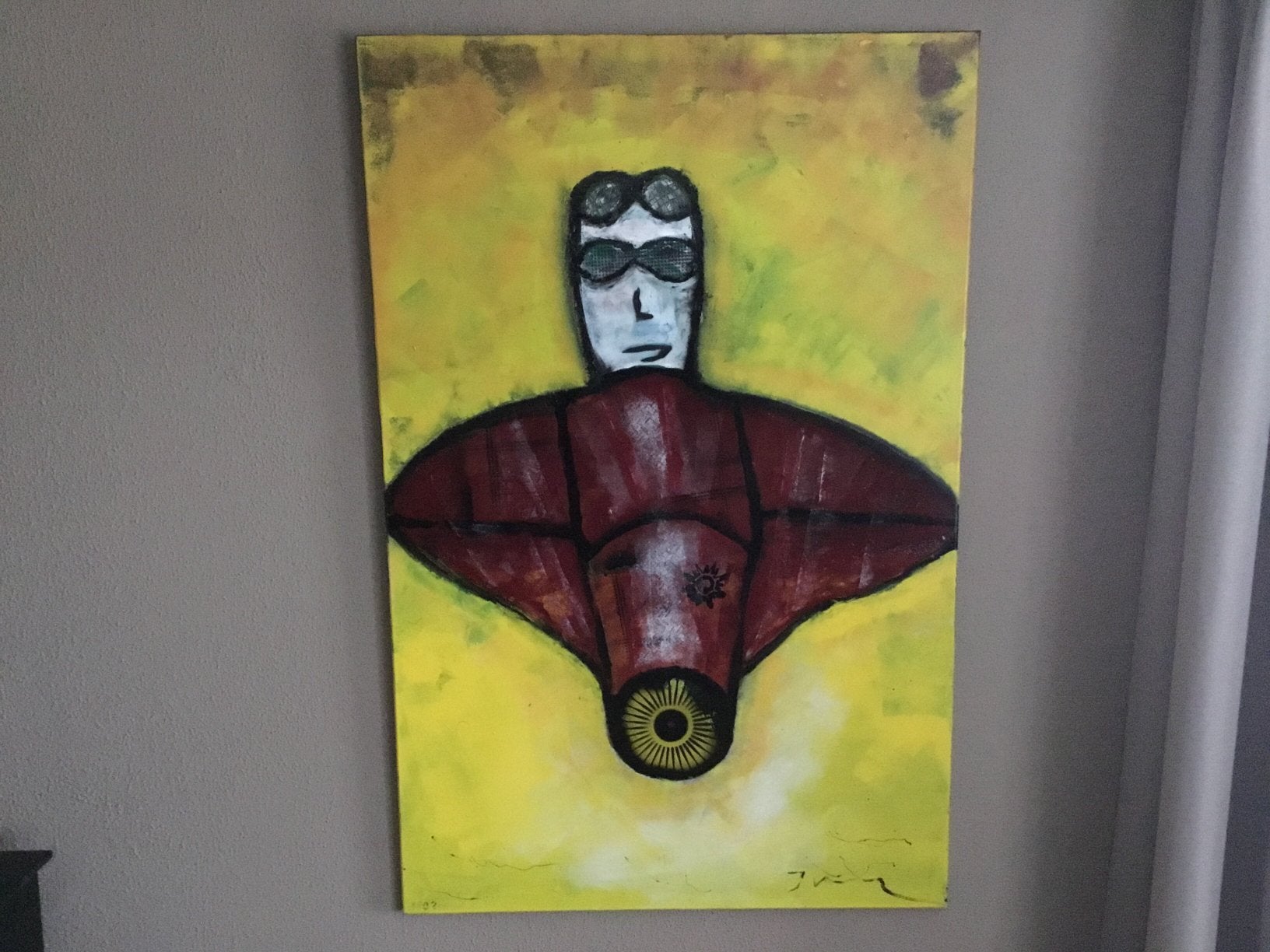 Schilderij vliegtuig op doek naar Herman Brood, Antiek en Kunst, Ophalen
