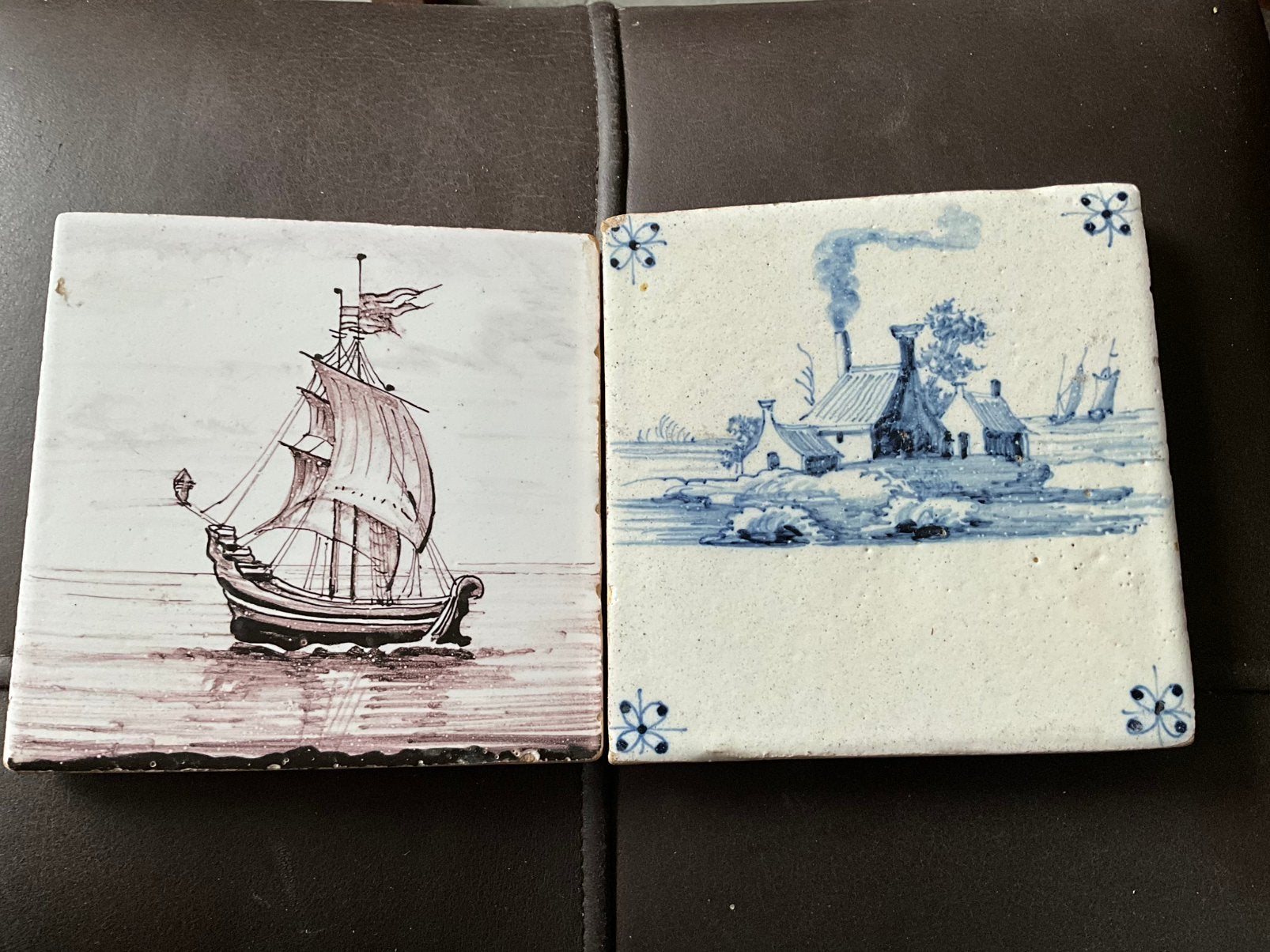 Antieke tegeltjes 6 samen, Ophalen of Verzenden
