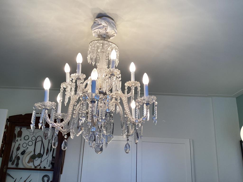 Schitterende oude kroonluchter met kristallen pegels, Antiek en Kunst, Ophalen