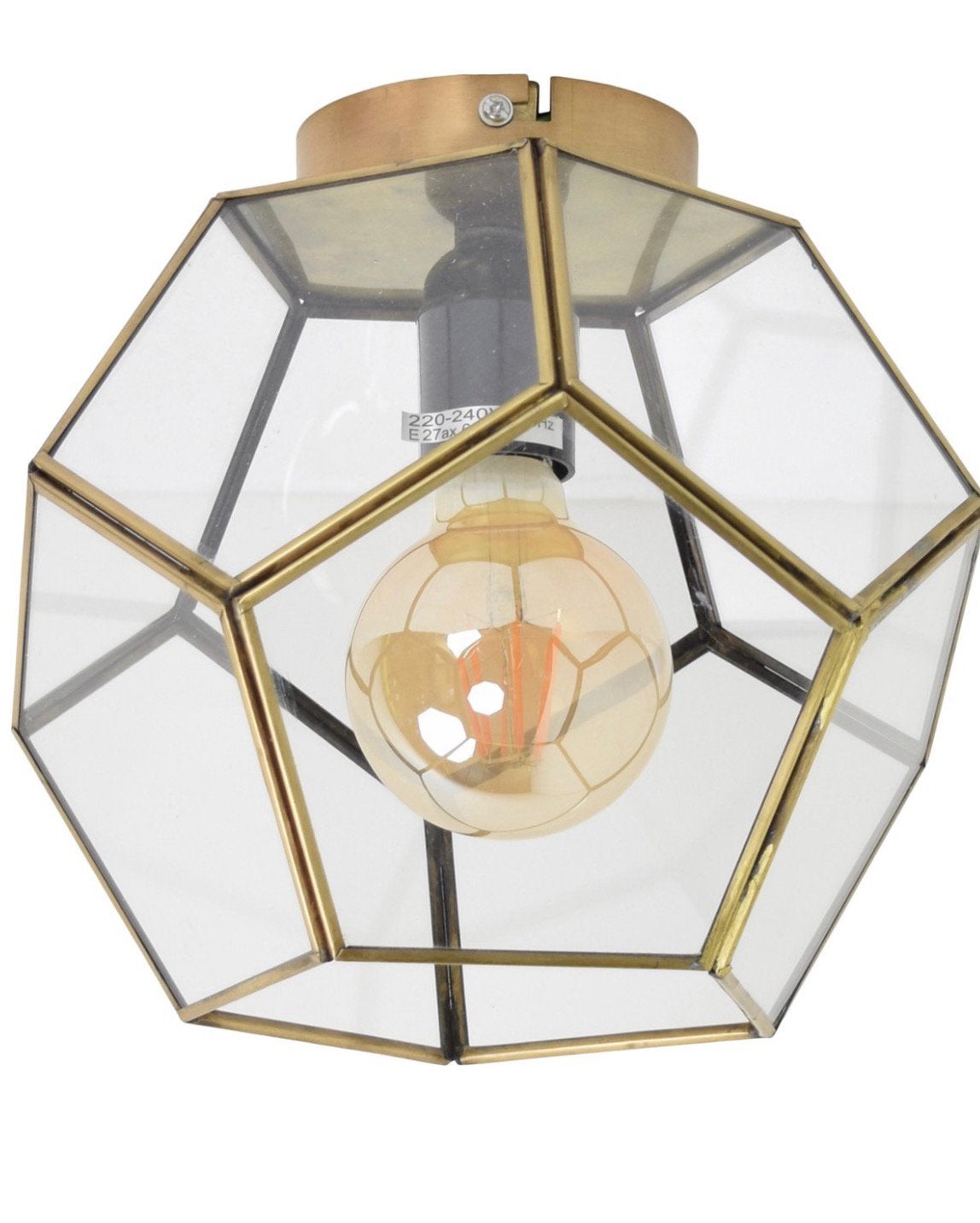 NIEUW IN DOOS: 2x Plafondlamp Geo Ø20 x 20 brass antique, Overige stijlen, Nieuw, Glas, Overige kleuren