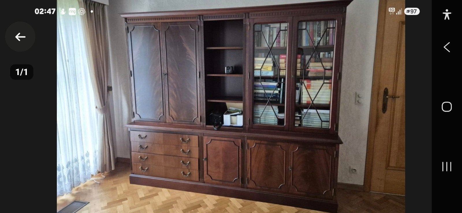 bibliotheek boekenkast kersen zware uitvoering perfect, Huis en Inrichting, Ophalen, 75 cm of meer, Zo goed als nieuw, 200 cm of meer