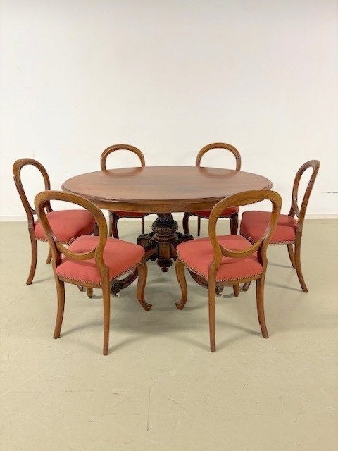 Antieke Victoriaanse eethoek, Ophalen, Gebruikt, Engels / Victoriaans / Klassiek, 4 tot 6 stoelen
