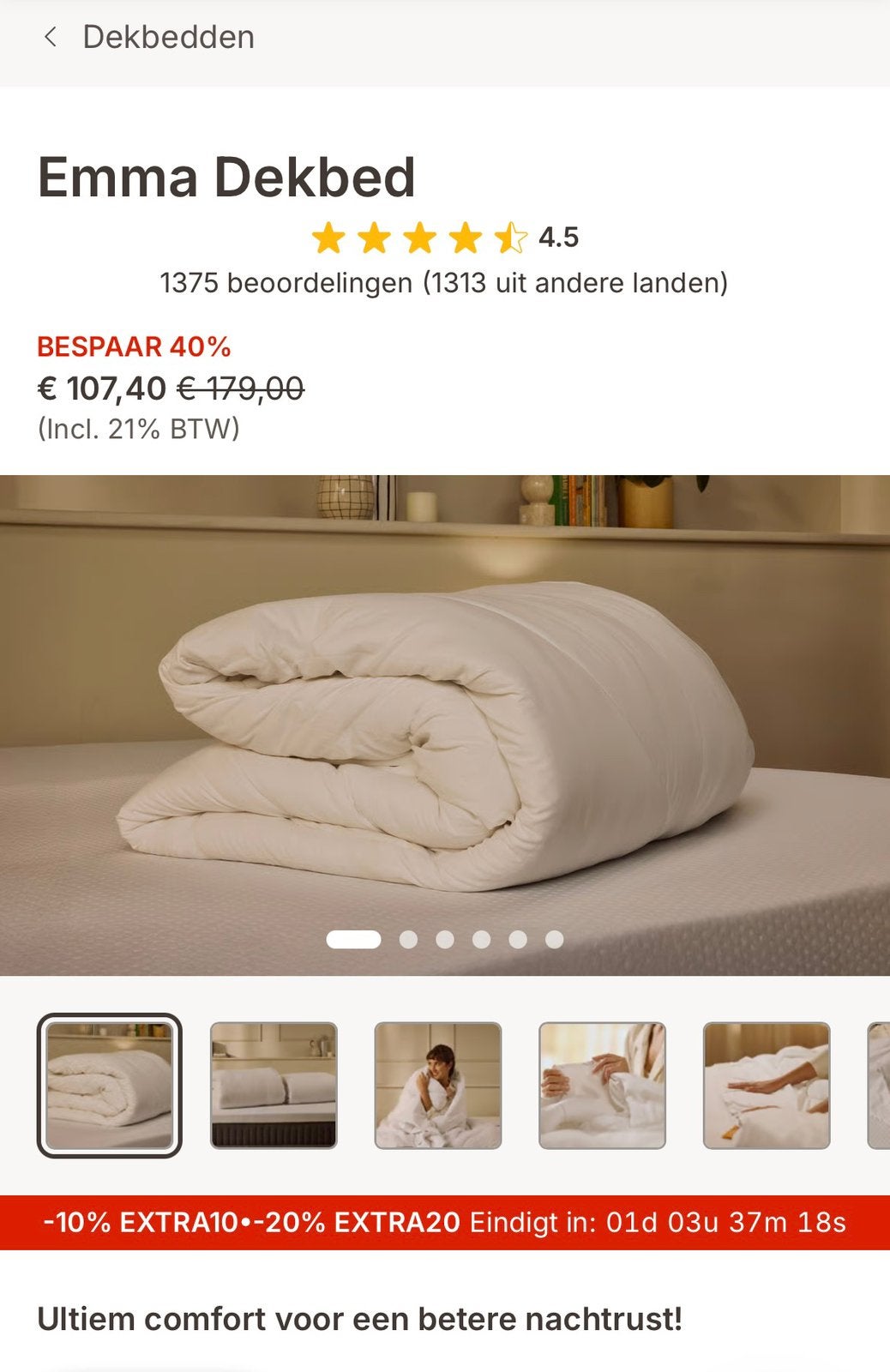 Emma dekbed, Ophalen of Verzenden, Nieuw, Wit, Overige typen