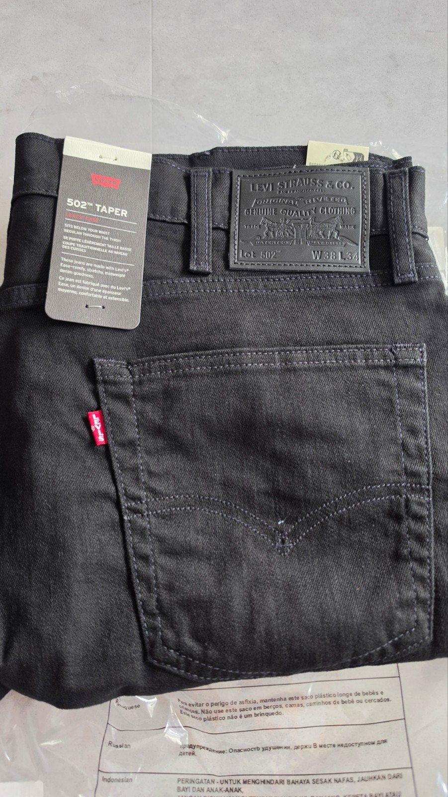 Levi's 502 Taper Jeans - Zwart - W38 L34, W36 - W38 (confectie 52/54), Levi's, Zwart, Nieuw