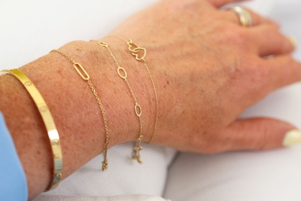 14 Karaat Gouden Schakelarmband Met Paperclip, Sieraden, Tassen en Uiterlijk, Armbanden, Ophalen of Verzenden, Zo goed als nieuw