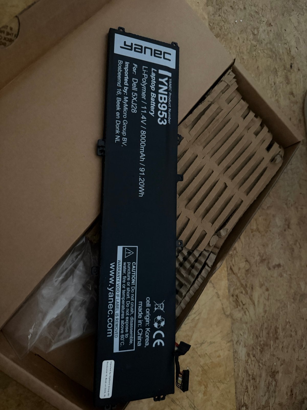 Yanec YNB953 Laptop Accu voor Dell 5XJ28 - Nieuw, Ophalen of Verzenden, Nieuw
